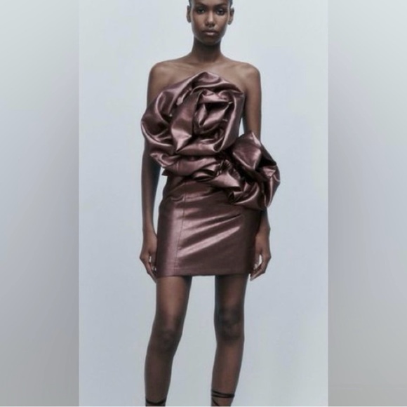 ZARA VOLUMINOUS ROSES FLOWER DRESS - Picture 1 of 5